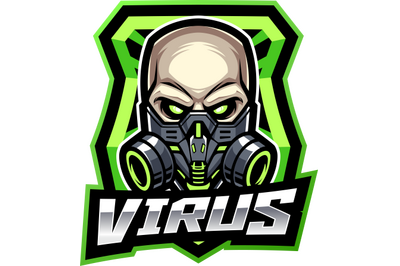 Virus gas mask esport mascot logo design