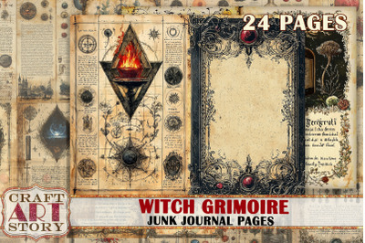 Witch Grimoire junk journal Pages printable,Mystic Witch