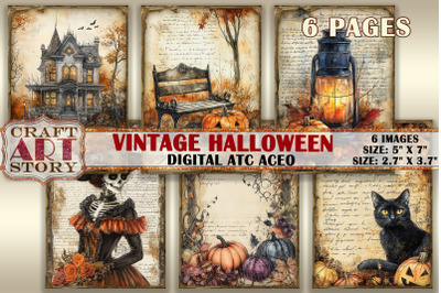 Halloween-1 picture collage cards atc BONUS,decoupage