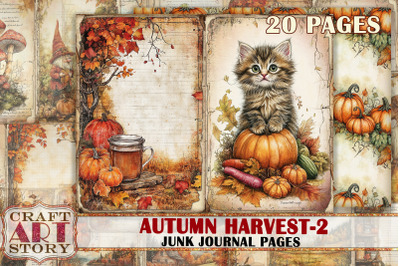 Autumn harvest Junk Journal Pages-2,Thanksgiving