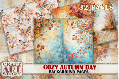 Autumn Blank background junk journal Pages,Cozy autumn day