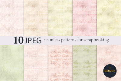 Watercolor vintage scrapbooking paper patterns
