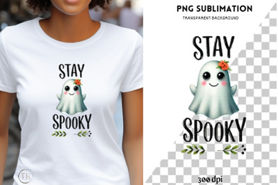 Stay Spooky, Vintage Ghost Print, Retro Halloween Sublimation Design,