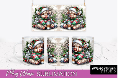 Christmas Mug Wrap - Highland Cow Mug Sublimation