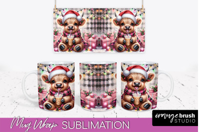 Christmas Mug Wrap - Highland Cow Mug Sublimation