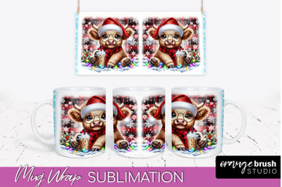 Christmas Mug Wrap - Highland Cow Mug Sublimation