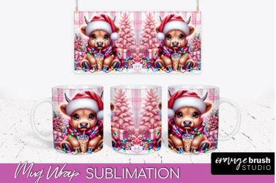 Christmas Mug Wrap - Highland Cow Mug Sublimation