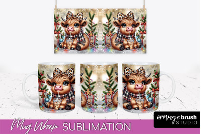 Christmas Mug Wrap - Highland Cow Mug Sublimation