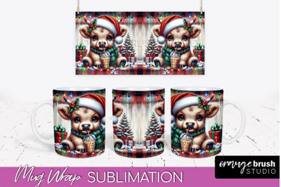 Christmas Mug Wrap - Highland Cow Mug Sublimation