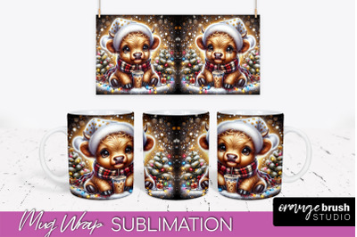 Christmas Mug Wrap - Highland Cow Mug Sublimation