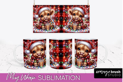 Christmas Mug Wrap - Highland Cow Mug Sublimation