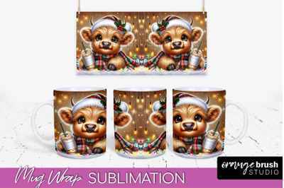 Christmas Mug Wrap - Highland Cow Mug Sublimation