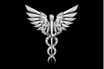 Gray polygonal Caduceus symbol