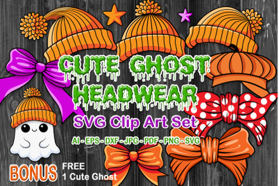 Halloween Cute Ghost Headwear SVG Clip Art Set