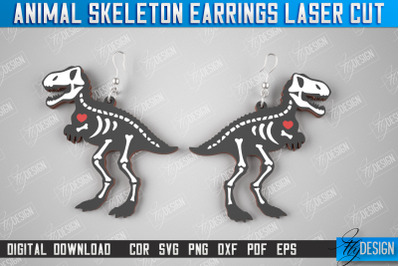 Tyrannosaurus Rex Skeleton Earrings | Halloween Earrings | Jewelry