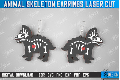 Triceratops Skeleton Earrings | Halloween Earrings | Jewelry