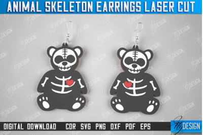 Bear Skeleton Earrings | Halloween Earrings | Jewelry