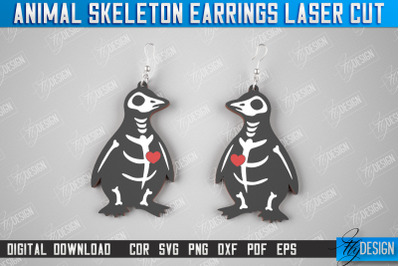 Penguin Skeleton Earrings | Halloween Earrings | Jewelry