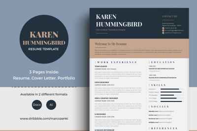 Karen Hummingbird - Resume CV (3 Pages)