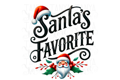 Santa&#039;s Favorite, Christmas PNG, Retro Shirt Design, Digital Download,