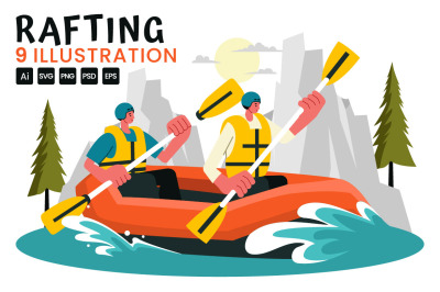 9 Rafting Sports Illustration