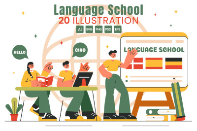 20 Language School Illustration