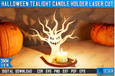 Halloween Tealight Candle Holder | Shadow Vintage Candle |  CNC File