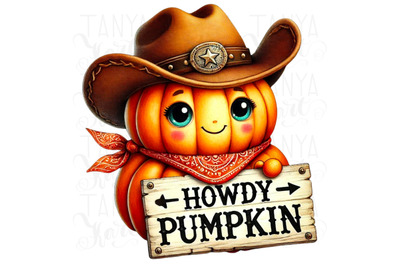 Howdy Pumpkin PNG, Cozy Fall Sublimation Download, Vintage Western Pum