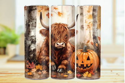 Highland Cow 20oz Skinny Tumbler Wrap Sublimation Design.