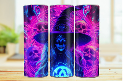 Neon Witch 20oz Skinny Tumbler Wrap Sublimation Design.