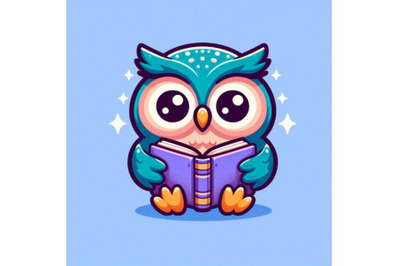 An adorable cartoon owl with a book