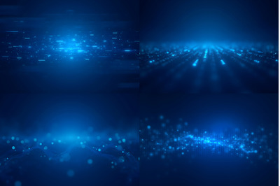 Abstract Blue Background with Glowing Particles