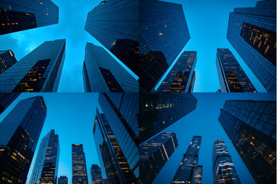 Cityscape View of Skyscrapers at Twilight