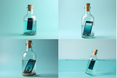 Smartphone Inside a Bottle, Minimalist Photography