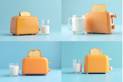 Toaster with Bread and Milk