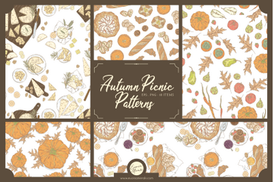 Autumn Picnic Seamless Pattern Set