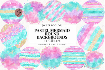 Pastel Mermaid Round Backgrounds