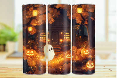 Cute Ghost 20oz Skinny Tumbler Wrap Sublimation Design.