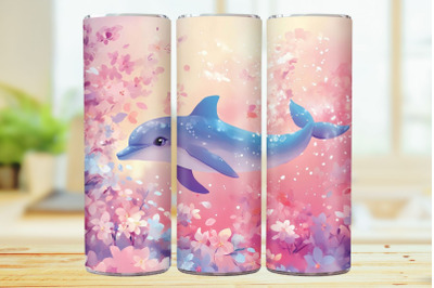 Dolphin Tumbler Wrap 20oz Skinny Tumbler Sublimation Design.