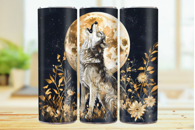 Wolf Tumbler Wrap 20oz Skinny Tumbler Sublimation Design.