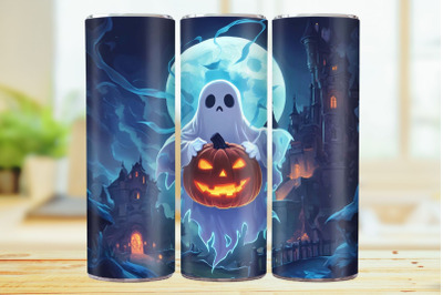 Spooky Ghost 20oz Skinny Tumbler Wrap Sublimation Design.