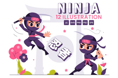 12 Ninja Shinobi Illustration