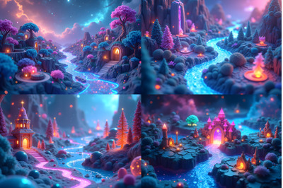 Enchanted Forest with Glowing River