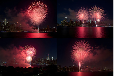 Fireworks Over City Skyline