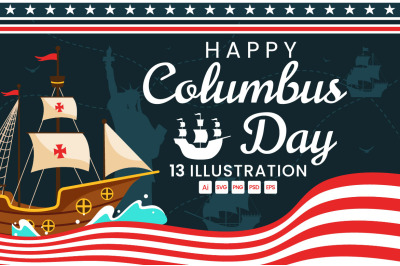 13 Happy Columbus USA Day Illustration