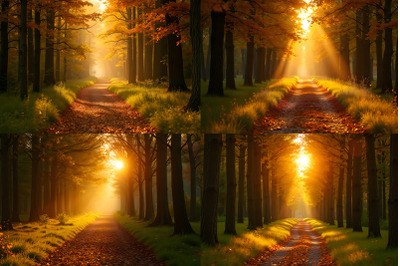 Golden Pathway Through The Autumn Forest