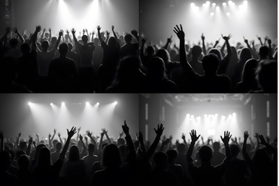 Silhouettes of a Crowd at a Concert