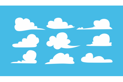 vector collection of clouds on blue background