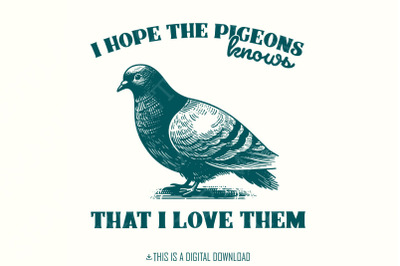 Funny Bird Pigeon Art, Bird Lover PNG, Trendy Tshirt Graphic, Cool Pig