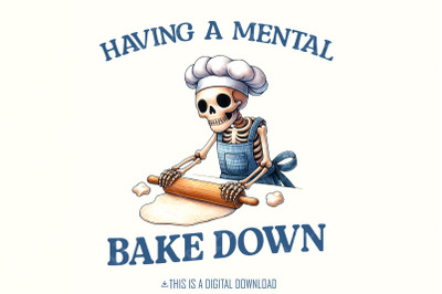 Having a Mental Bake Down PNG, Skull Chef PNG, Baking Skeleton, Skelet